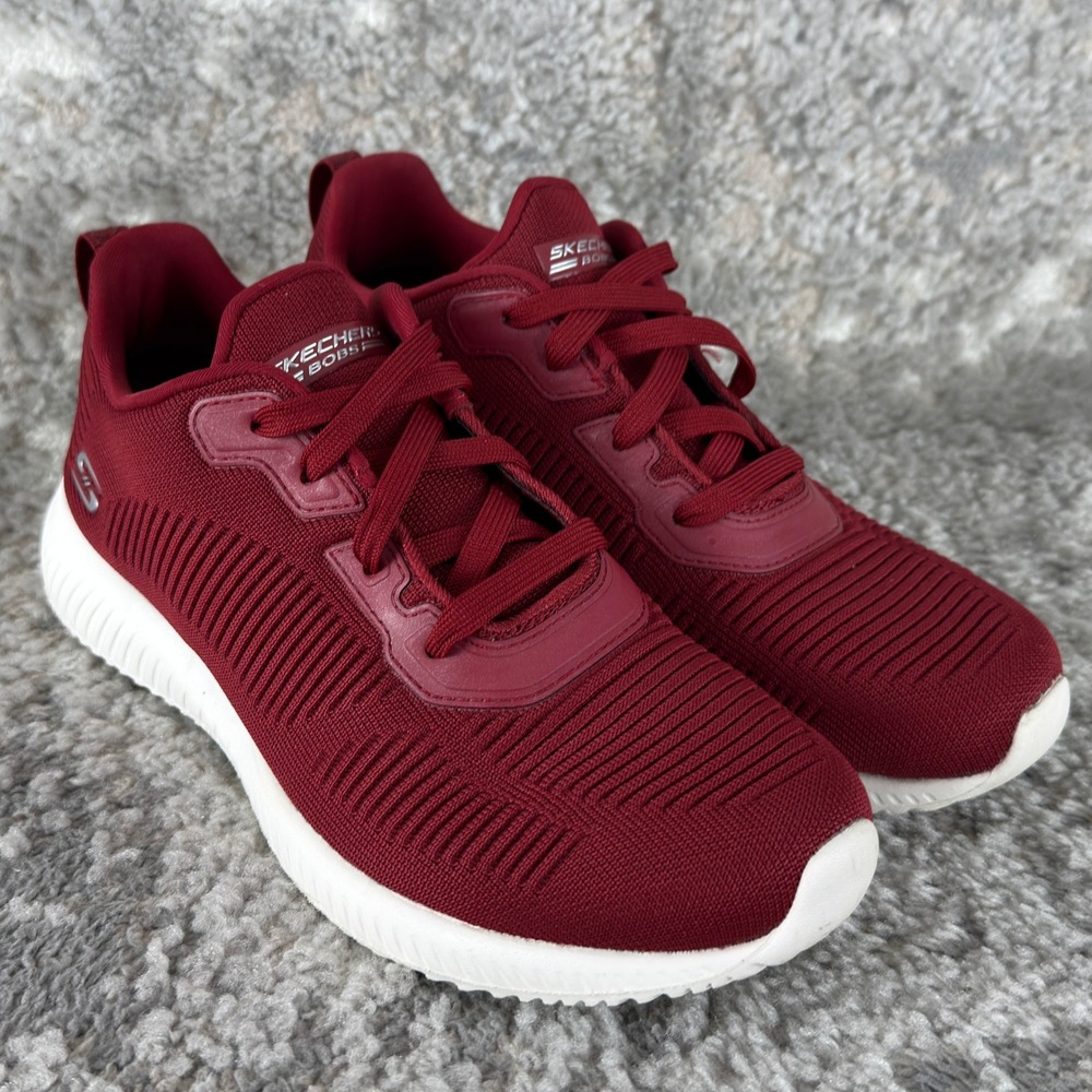 Skechers BOBS Size 8.5 Memory Foam Bobs Squad 2 Sneakers Red Low Top Women